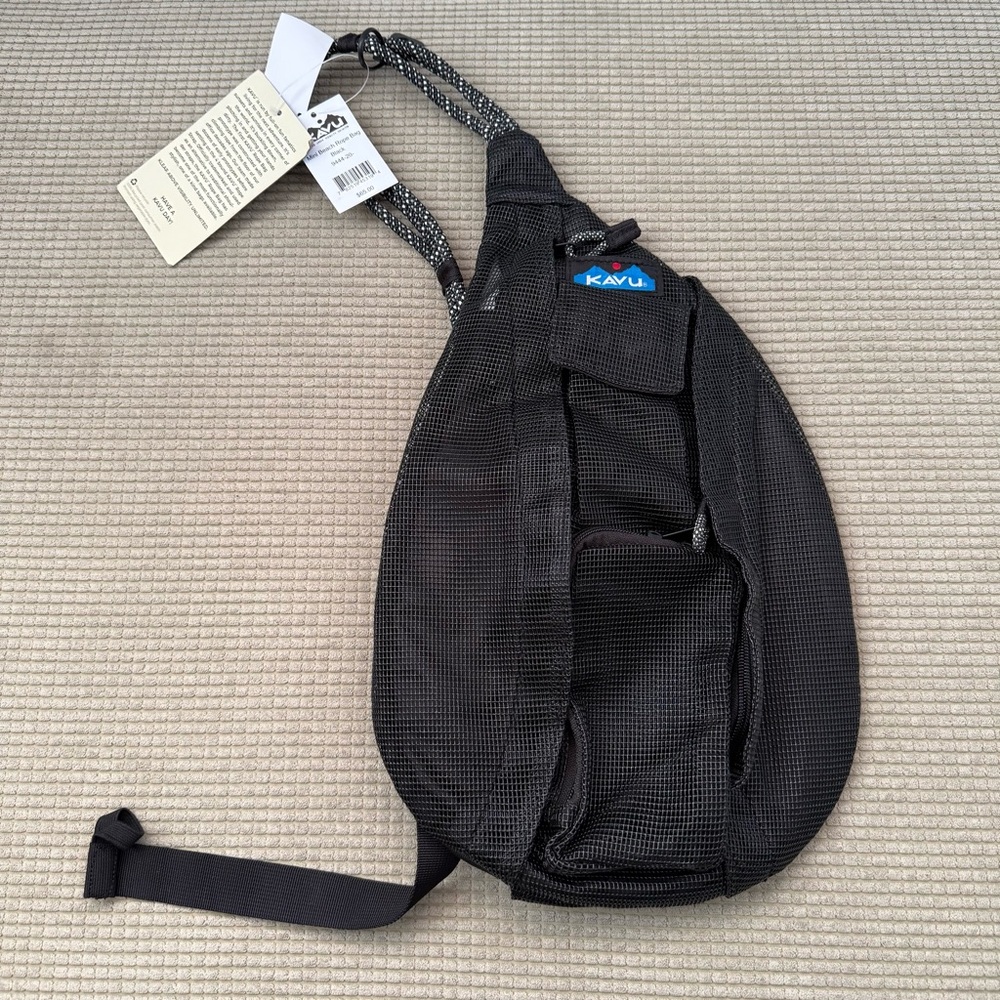 Kavu Rope Sling Bag -Black Mesh NWT
